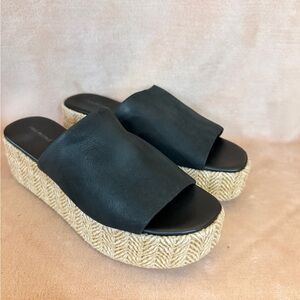 Free People Black and Tan Platform Sandals